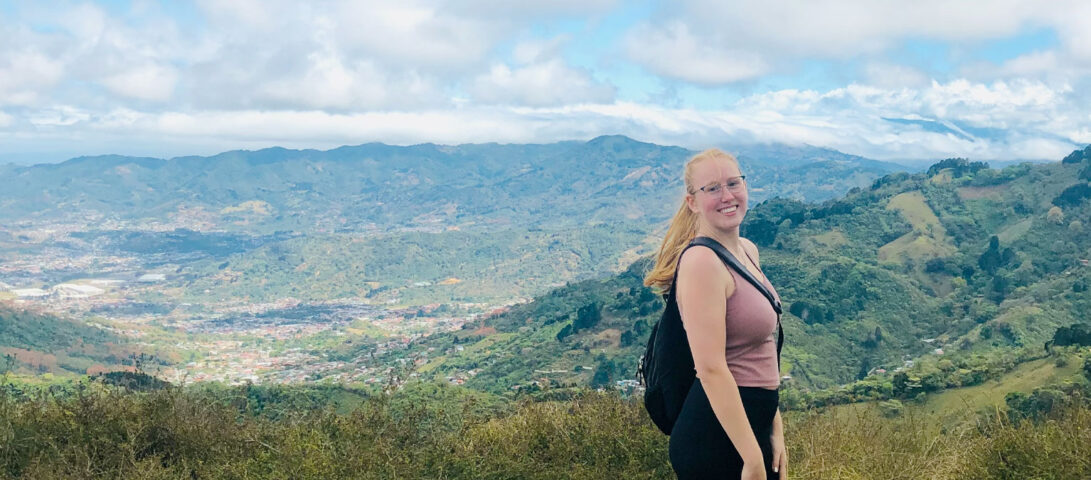 student hiking